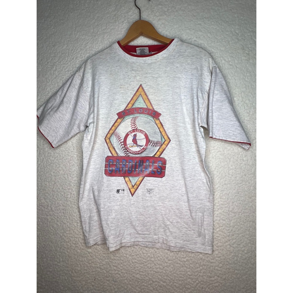 Vintage 1990 St Louis Cardinals T-Shirt Mens Medium Official Fan MLB Gray Red